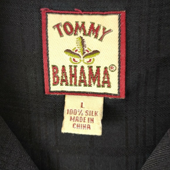 Tommy Bahama Mens Large Silk Casual Button Up Shirt Black Size L - Picture 3 of 8